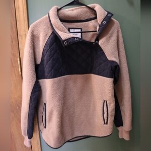 Abercrombie And Fitch Tan and Black Fleece Pullover Jacket